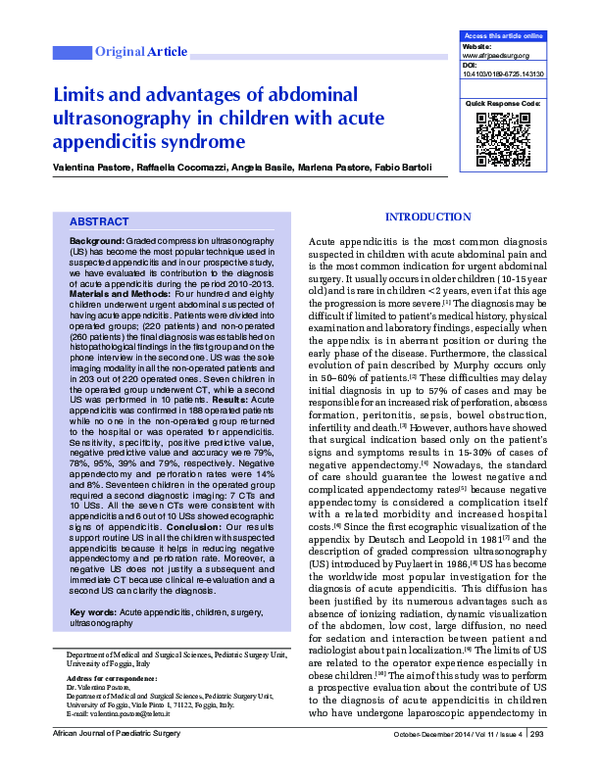 (PDF) Limits and advantages of abdominal ultrasonography in children ...