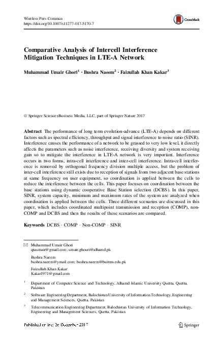 (PDF) Comparative Analysis of Intercell Interference Mitigation ...