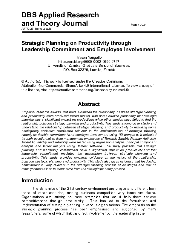 (PDF) Strategic Planning on Productivity through Leadership Commitment ...