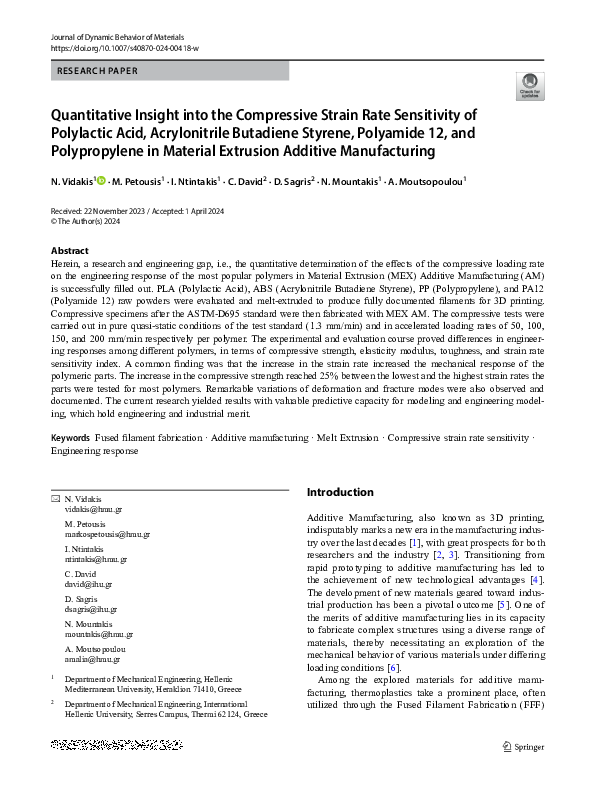 (PDF) Quantitative Insight into the Compressive Strain Rate Sensitivity ...