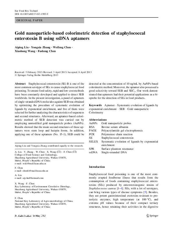 (PDF) Gold nanoparticle-based colorimetric detection of kanamycin using ...