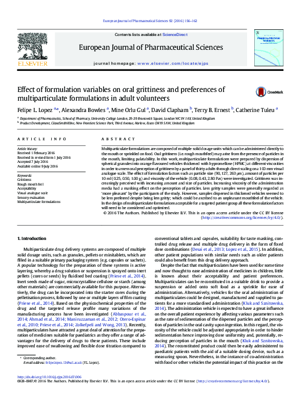 (PDF) Effect of formulation variables on oral grittiness and ...