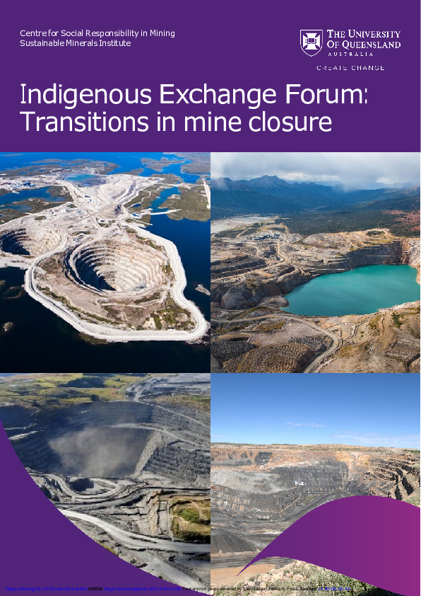 (PDF) Indigenous Exchange Forum: Transition in mine closure