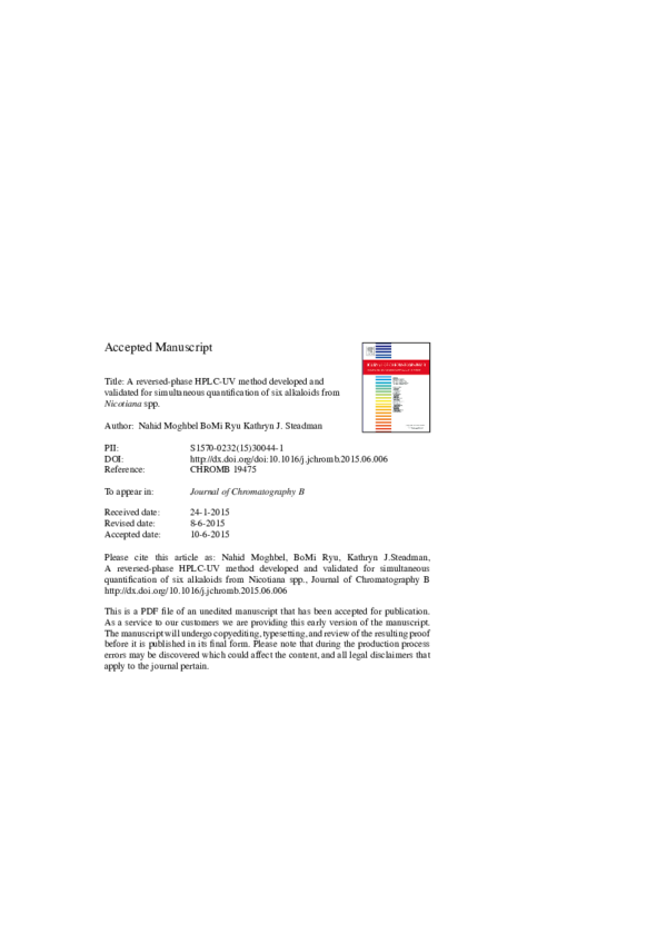 (PDF) A reversed-phase HPLC-UV method developed and validated for ...