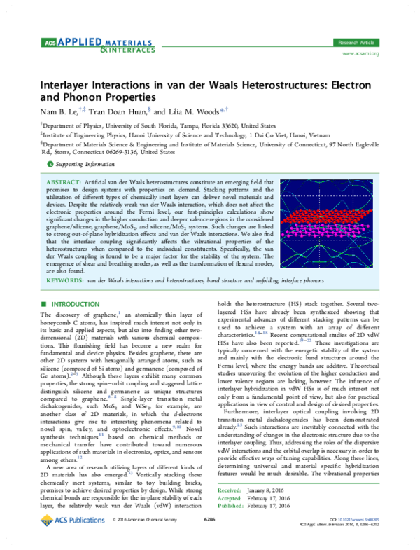 (PDF) Interlayer Interactions in van der Waals Heterostructures ...