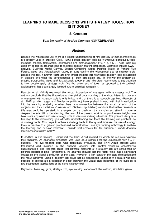 (PDF) Learning to Make Decisions with Strategy Tools: How is It Done?