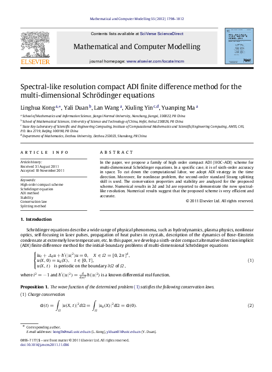 (PDF) Spectral-like resolution compact ADI finite difference method for ...