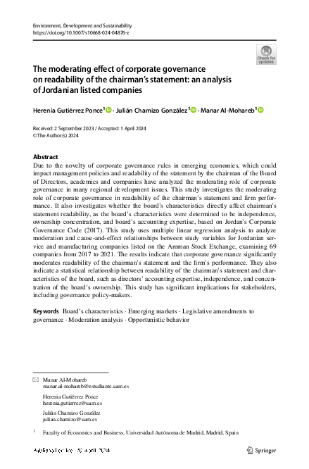 (PDF) The moderating effect of corporate governance on readability of ...