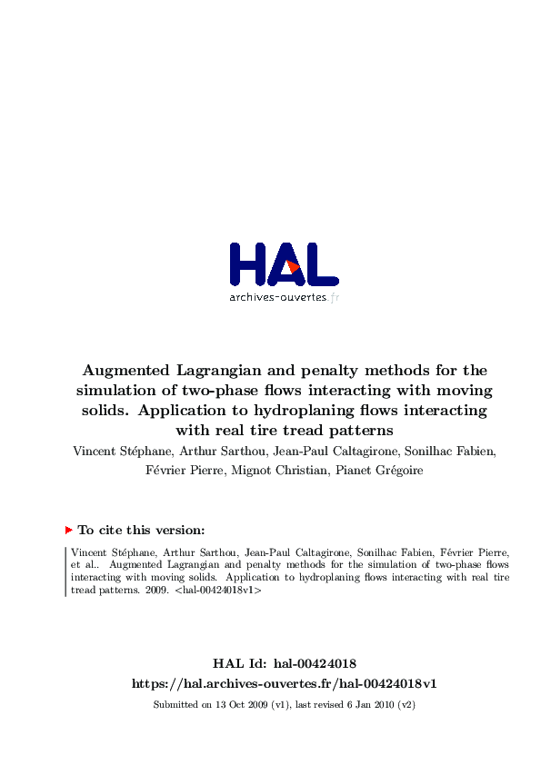 (PDF) Augmented Lagrangian and penalty methods for the simulation of ...