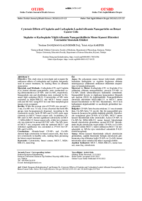 (PDF) Cytotoxic Effects of Cisplatin and Carboplatin Loaded Albumin ...