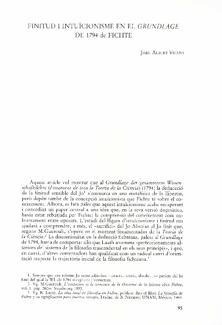 (PDF) Finitud i intuïcionisme en el "Grundlage" de 1974 de Fichte