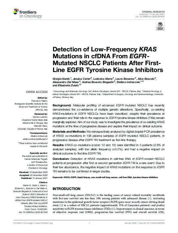 (PDF) Detection of Low-Frequency KRAS Mutations in cfDNA From EGFR ...