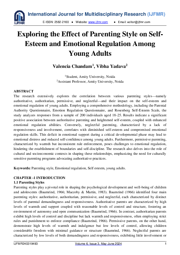 (PDF) Exploring the Effect of Parenting Style on Self-esteem and ...