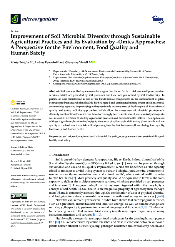 (PDF) Improvement of Soil Microbial Diversity through Sustainable ...