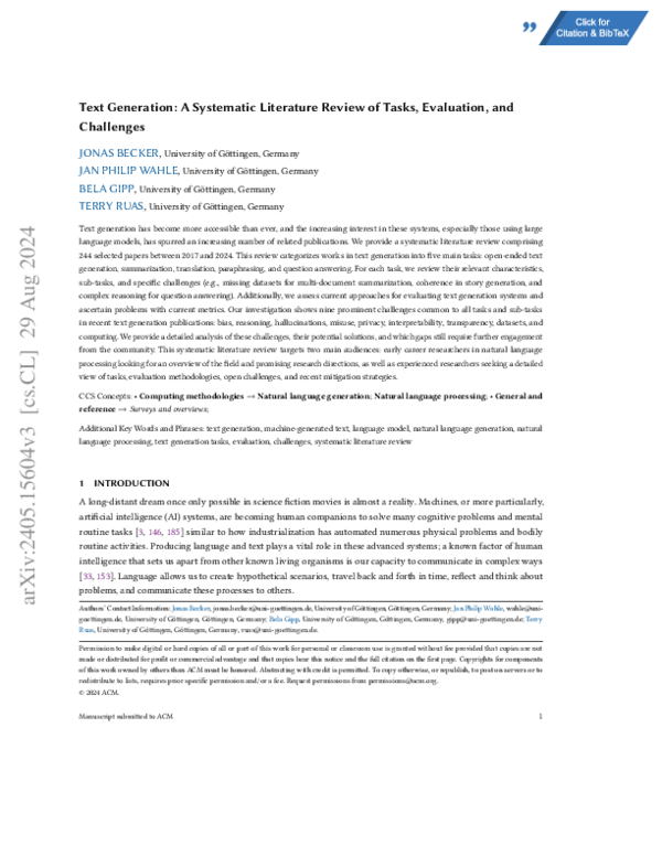 (PDF) Text Generation: A Systematic Literature Review of Tasks ...