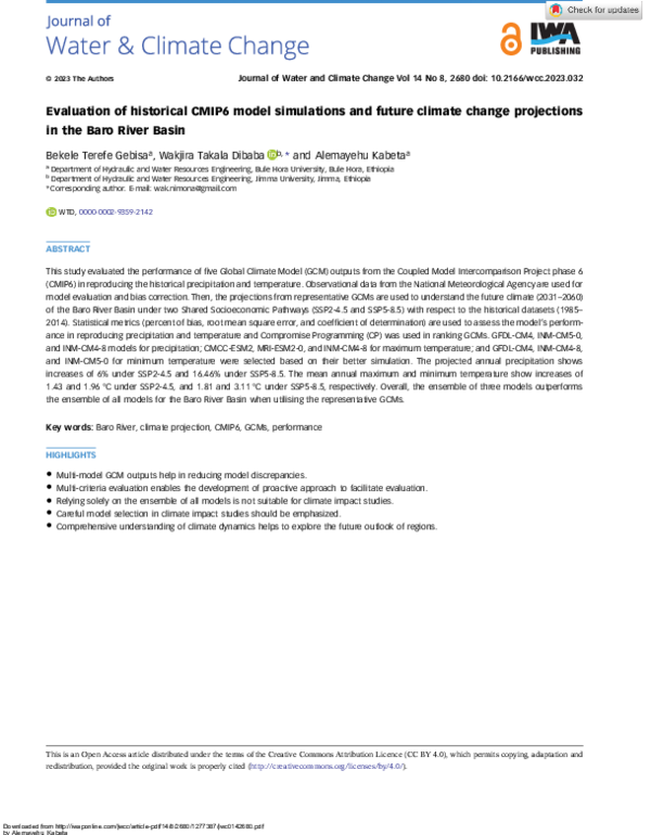 (PDF) Evaluation of historical CMIP6 model simulations and future ...