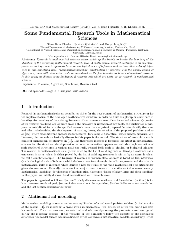 (PDF) Some Fundamental Research Tools in Mathematical Sciences