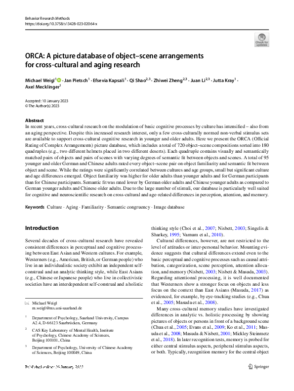 (PDF) ORCA: A picture database of object–scene arrangements for cross ...