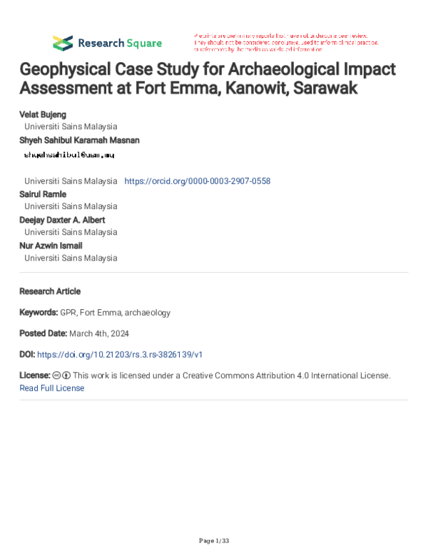 (PDF) Geophysical Case Study for Archaeological Impact Assessment at ...