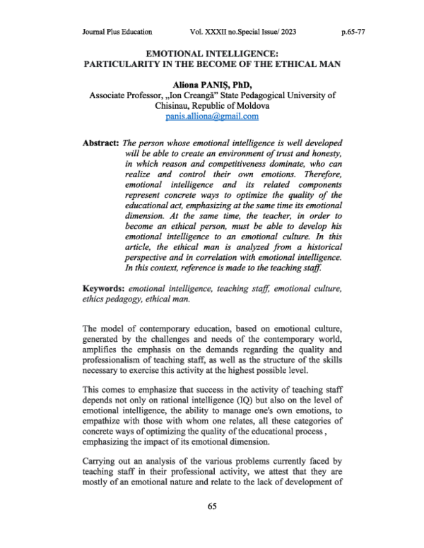 (PDF) Emotional Intelligence: Particularity in the Become of the ...