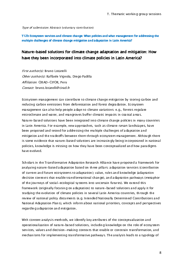 (PDF) Nature-based solutions for climate change adaptation and ...