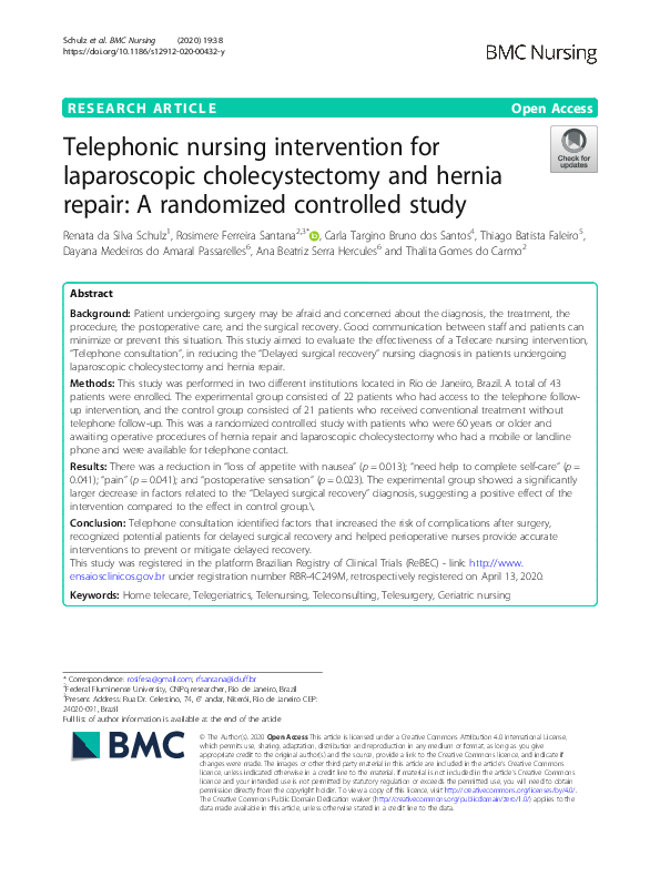 (PDF) Telephonic nursing intervention for laparoscopic cholecystectomy ...