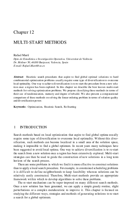 (PDF) Chapter 12 MULTI-START METHODS