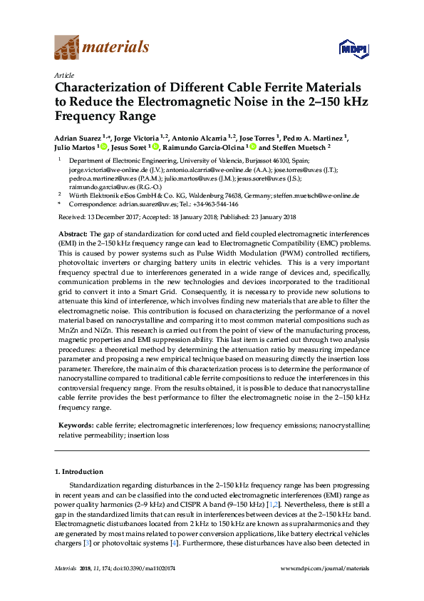(PDF) Characterization of Different Cable Ferrite Materials to Reduce ...