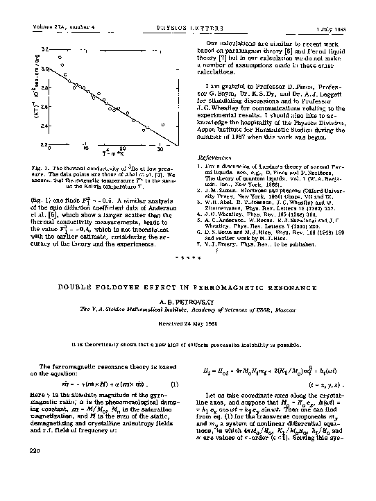 (PDF) Double foldover effect in ferromagnetic resonance