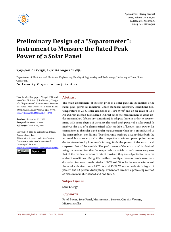 (PDF) Preliminary Design of a “Soparometer”: Instrument to Measure the ...