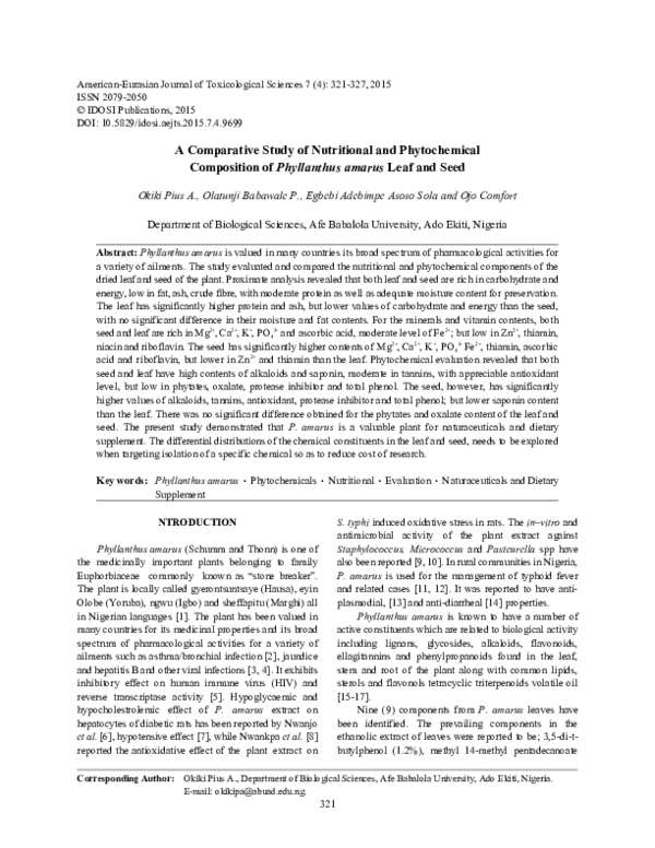 (PDF) A Comparative Study of Nutritional and Phytochemical Composition ...