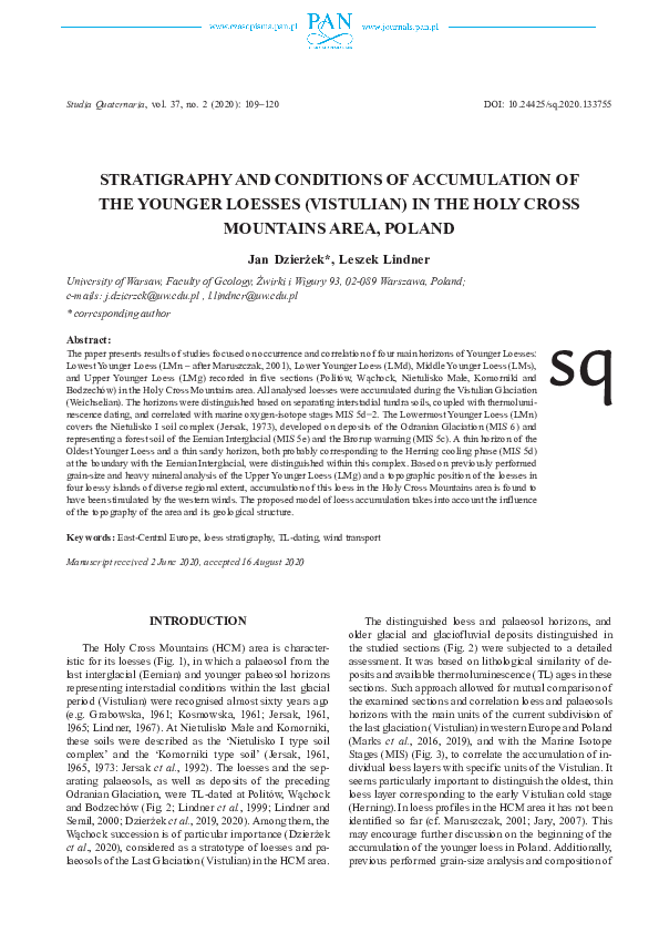 (PDF) Stratigraphy and conditions of accumulation of the Younger ...