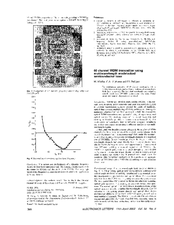 (PDF) 60 channel WDM transmitter using multiwavelength modelocked ...