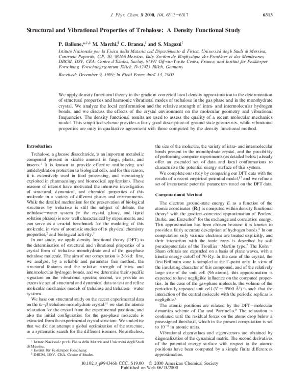 (PDF) Structural and Vibrational Properties of Trehalose: A Density ...