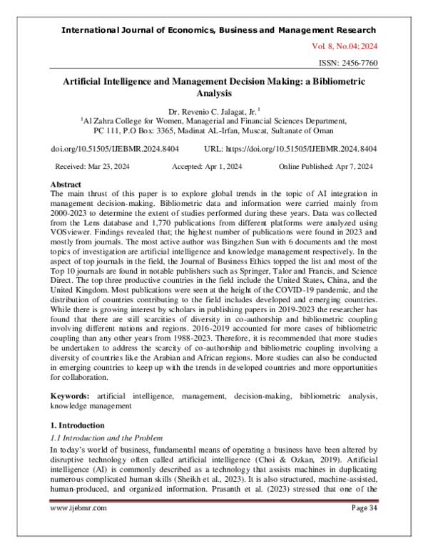 (PDF) Artificial Intelligence and Management Decision Making: a ...