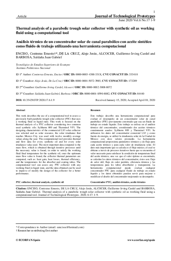 (PDF) Thermal analysis of a parabolic trough solar collector with ...