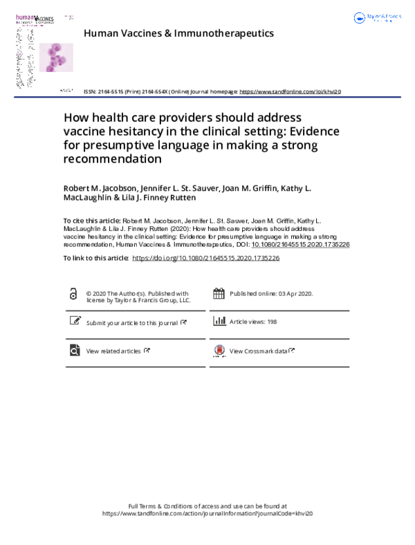 (PDF) How health care providers should address vaccine hesitancy in the ...