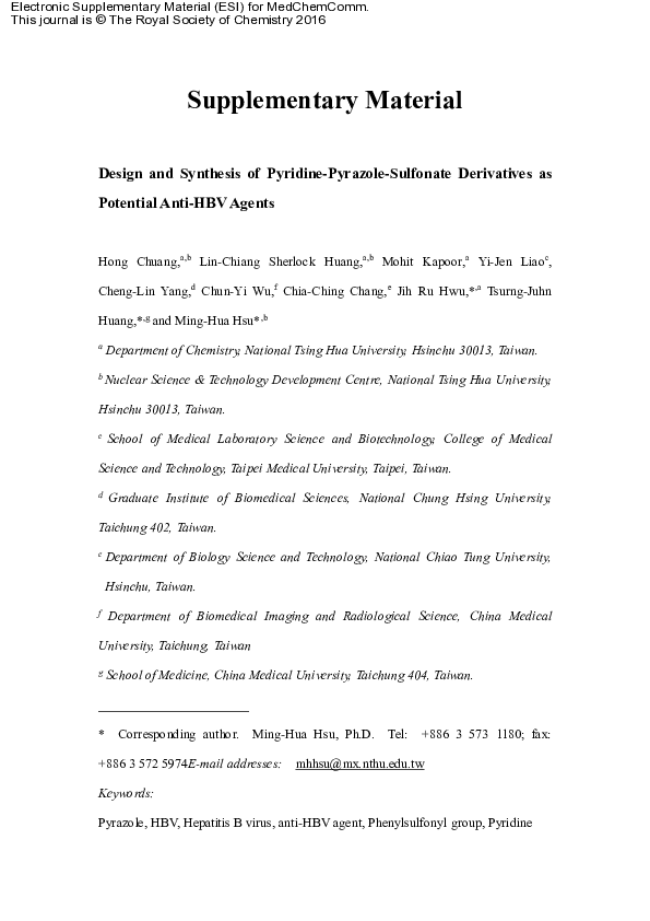 (PDF) Design and synthesis of pyridine-pyrazole-sulfonate derivatives ...