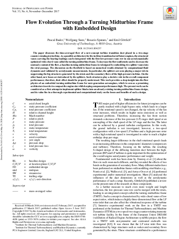 (PDF) Flow Evolution Through a Turning Midturbine Frame with Embedded ...