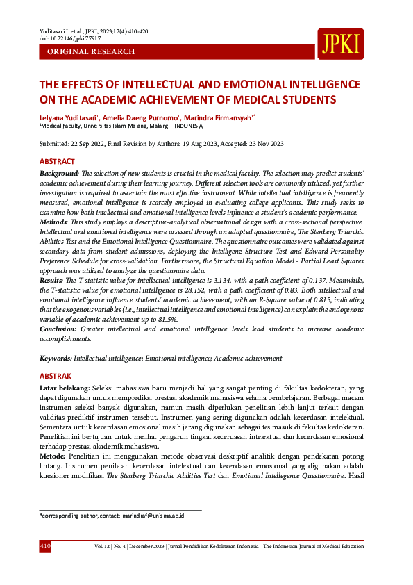 (PDF) The Effects of Intellectual and Emotional Intelligence on the ...