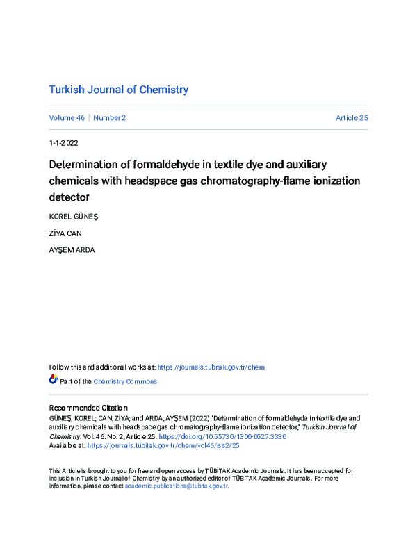 (PDF) Determination of formaldehyde in textile dye and auxiliary ...