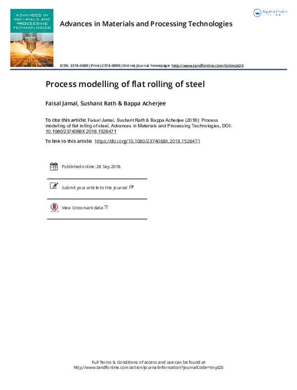 (PDF) Process modelling of flat rolling of steel