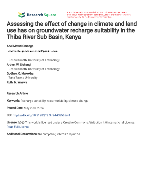 (PDF) Assessing the effect of change in climate and land use has on ...