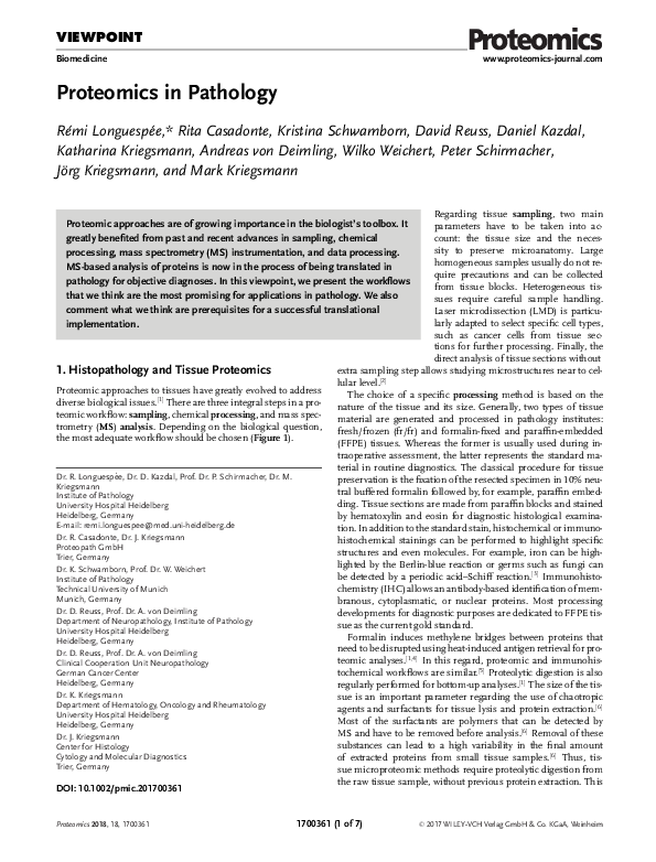 (PDF) Proteomics in Pathology