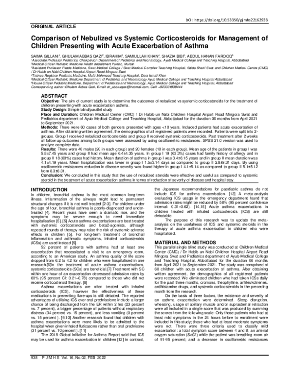 (PDF) Comparison of Nebulized vs Systemic Corticosteroids for ...