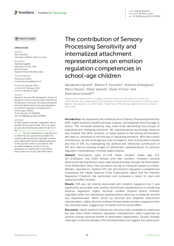 (PDF) The contribution of Sensory Processing Sensitivity and ...