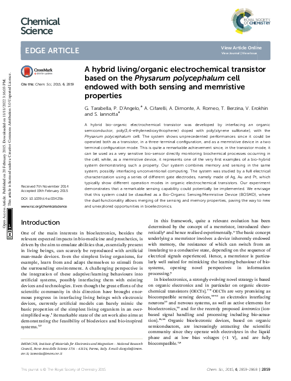 (PDF) A hybrid living/organic electrochemical transistor based on the ...