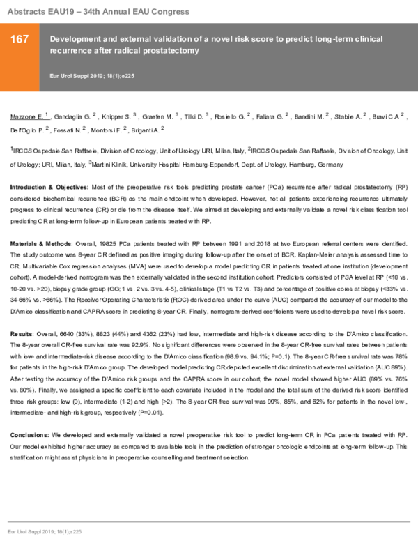 (PDF) Development and external validation of a novel risk score to ...