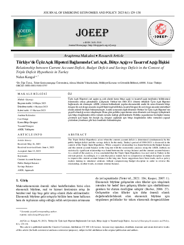 (PDF) Relationship between Current Account Deficit, Budget Deficit and ...