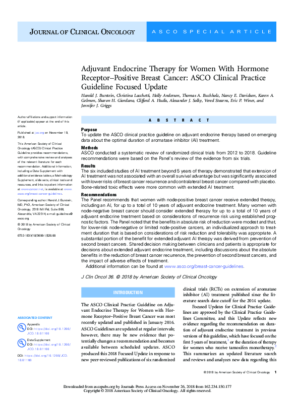 (PDF) Adjuvant Endocrine Therapy for Women With Hormone Receptor ...